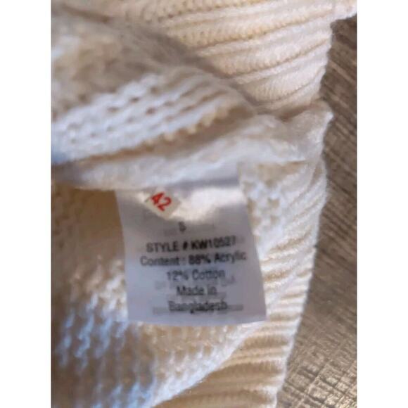 Studio 19 Womens Sweater Cable Knit Top Small Cream Ivory Mock neck Ruffle NEW - Picture 7 of 8
